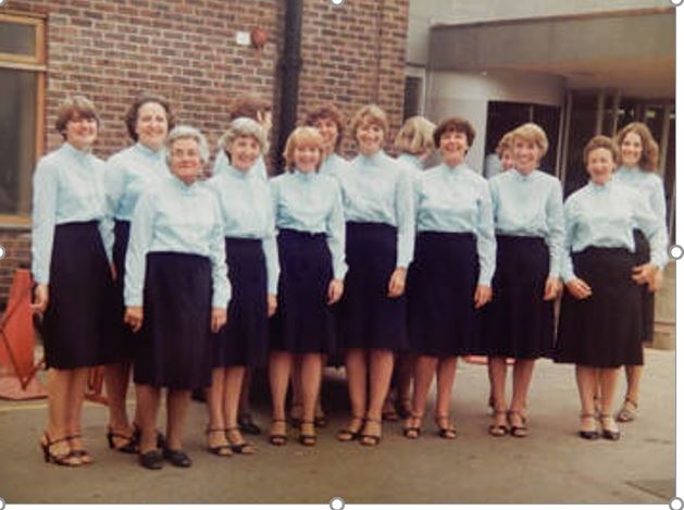 Our choir often entered, into local competitions and were frequently very successful winners 
They were also invited to appear on National TV on pictured is the choir outside the BBC

